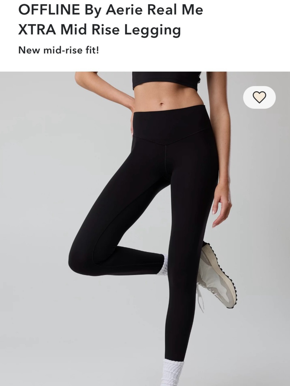 aerie Black Offline XTRA Mid-Rise Legging